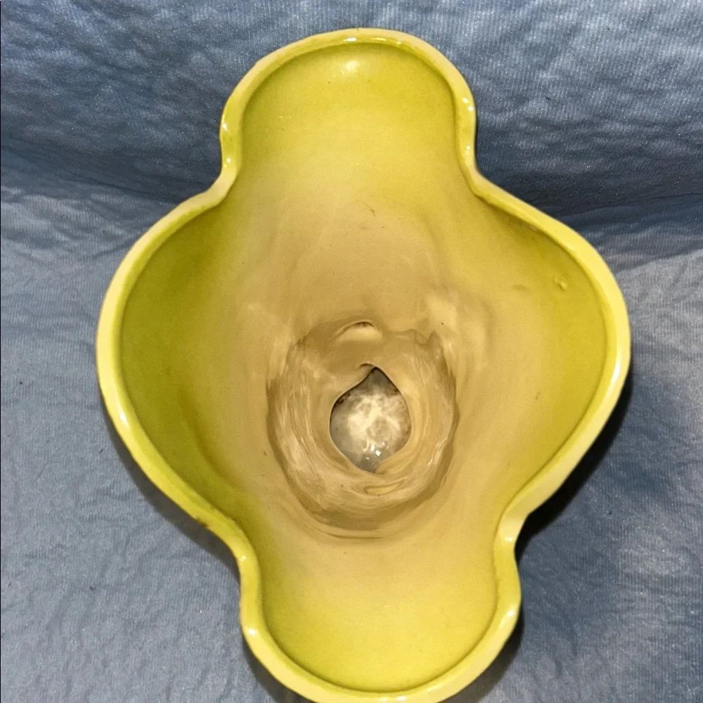 Hull 1950’s Chartreuse Woodland Fluted Edge 8 3/4 inch Ceramic Vase